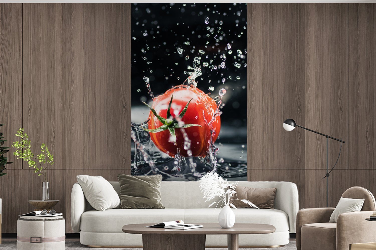 Schlafzimmer St), Matt, Tomate Küche, (2 Vliestapete Wohnzimmer für - MuchoWow - - - Fototapete Rot, bedruckt, Wasser Fototapete Stilleben Gemüse