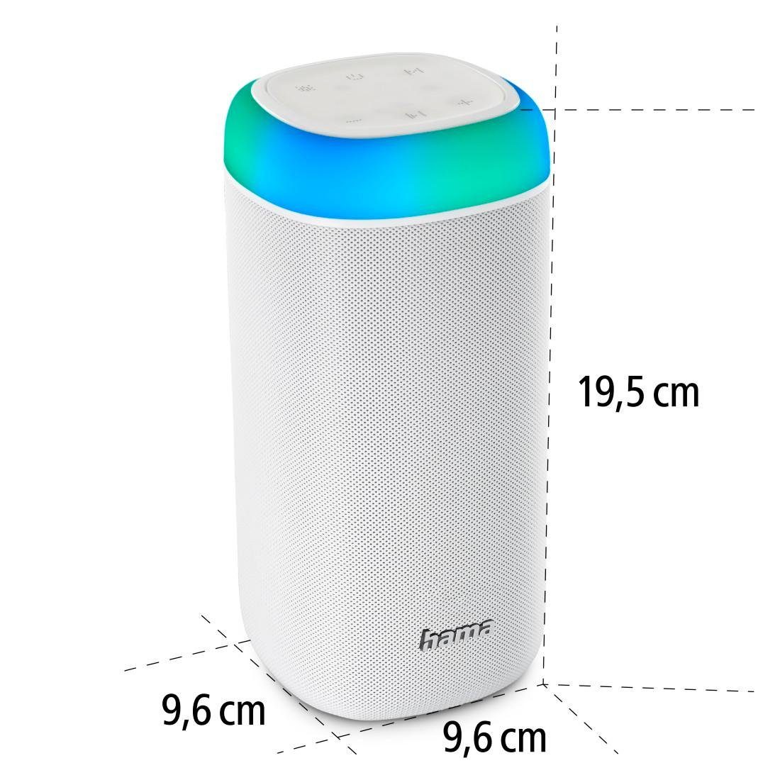 2.0 Bluetooth-Lautsprecher weiß Shine LED Bass Sound) Bluetooth Hama spritzwassergeschützt Box Xtra (Freisprechanlage,Xtra Sound 360ᵒ Bass,360ᵒ