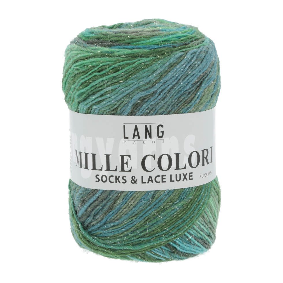 LANG YARNS MILLE COLORI SOCKS & LACE LUXE Häkelwolle, 400 m (100 Gramm), 4-fädige Sockenwolle mit Lurexfaden