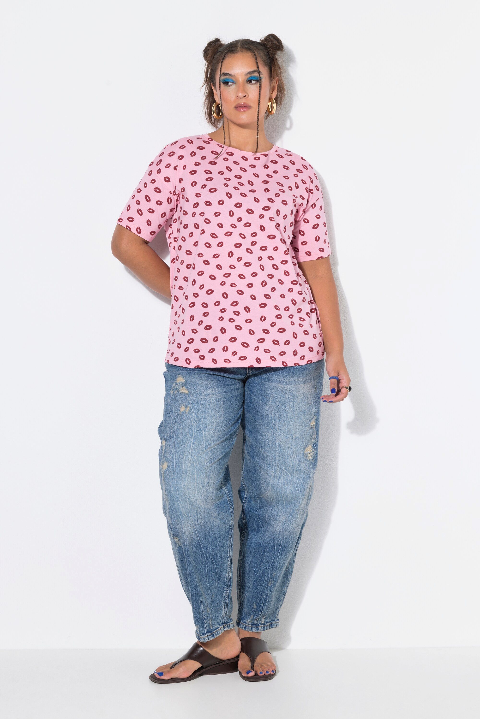 Studio Untold T-Shirt T-Shirt Oversize Shape Kiss-Muster – Bild 4 von 4