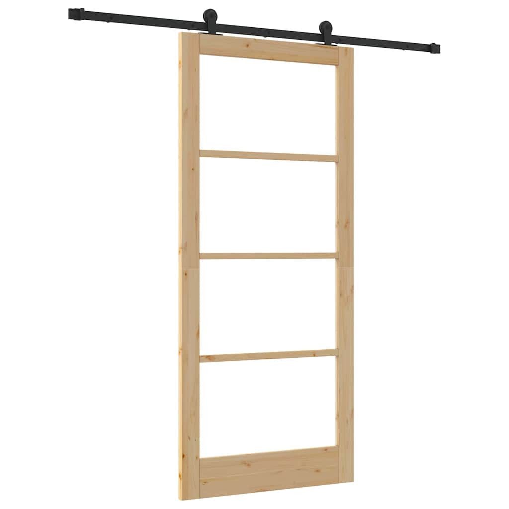 vidaXL Haustür Schiebetür ORKDAL Natürlich und Schwarz 93 x 211 cm (1-St)