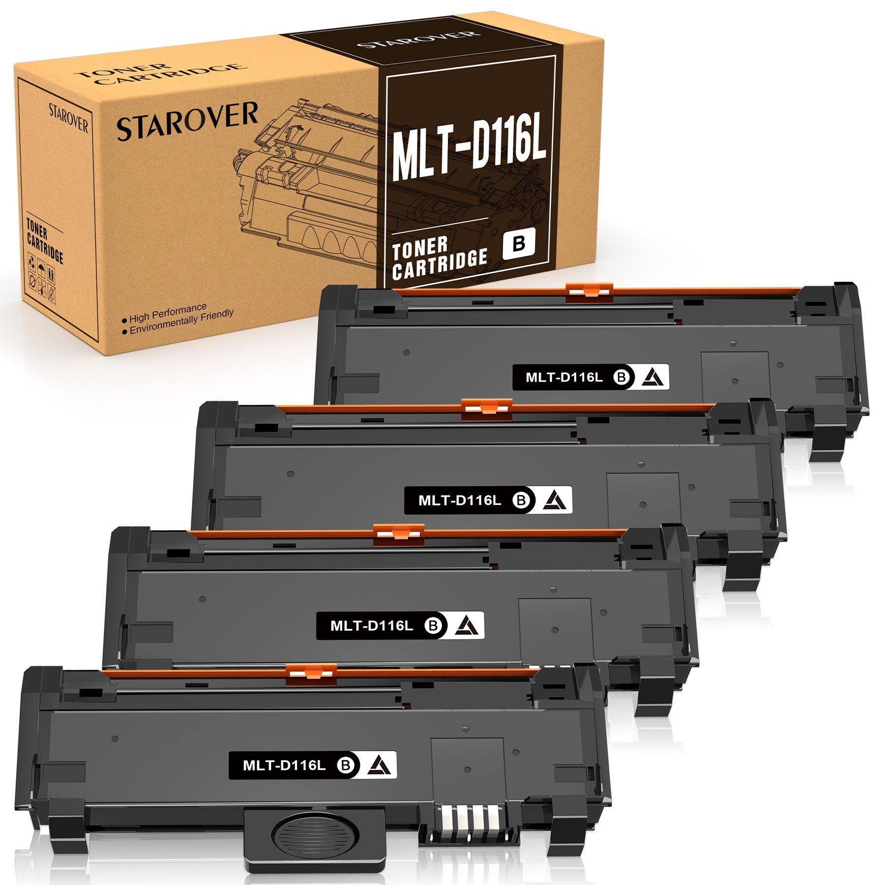 (Einzelpackung M2825ND Tonerpatrone M2675FN), M2875FD M2835DW Schwarz M2885FW M2875FW STAROVER MLT-D116S, Toner 4x SAMSUNG Xpress M2825DW für MLT-D116L für