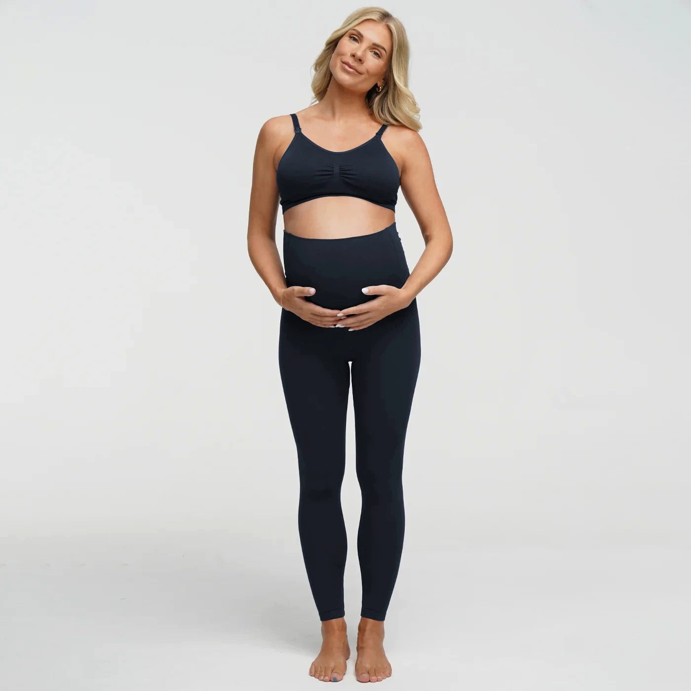 cfab (creamy fabrics) Umstandsleggings Seamless Umstandsleggings mit hohem Bund-Navy Blue-2XL (1-tlg)