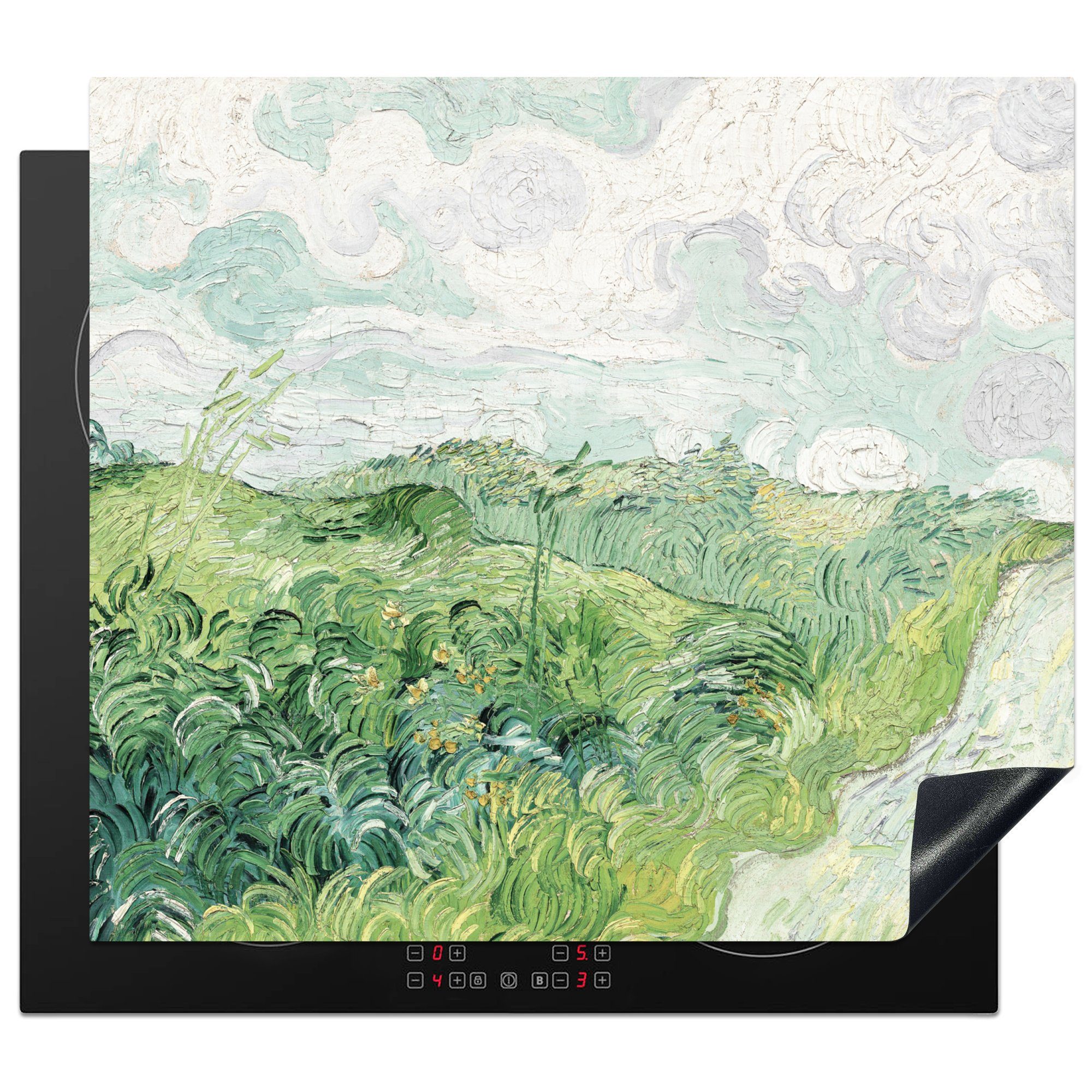 MuchoWow Herdblende-/Abdeckplatte Van Gogh - Kunst - Alte Meister - Feld mit grünem Mais, Vinyl, (1 tlg), 60x52 cm, Mobile Arbeitsfläche nutzbar, Ceranfeldabdeckung | Herdabdeckplatten