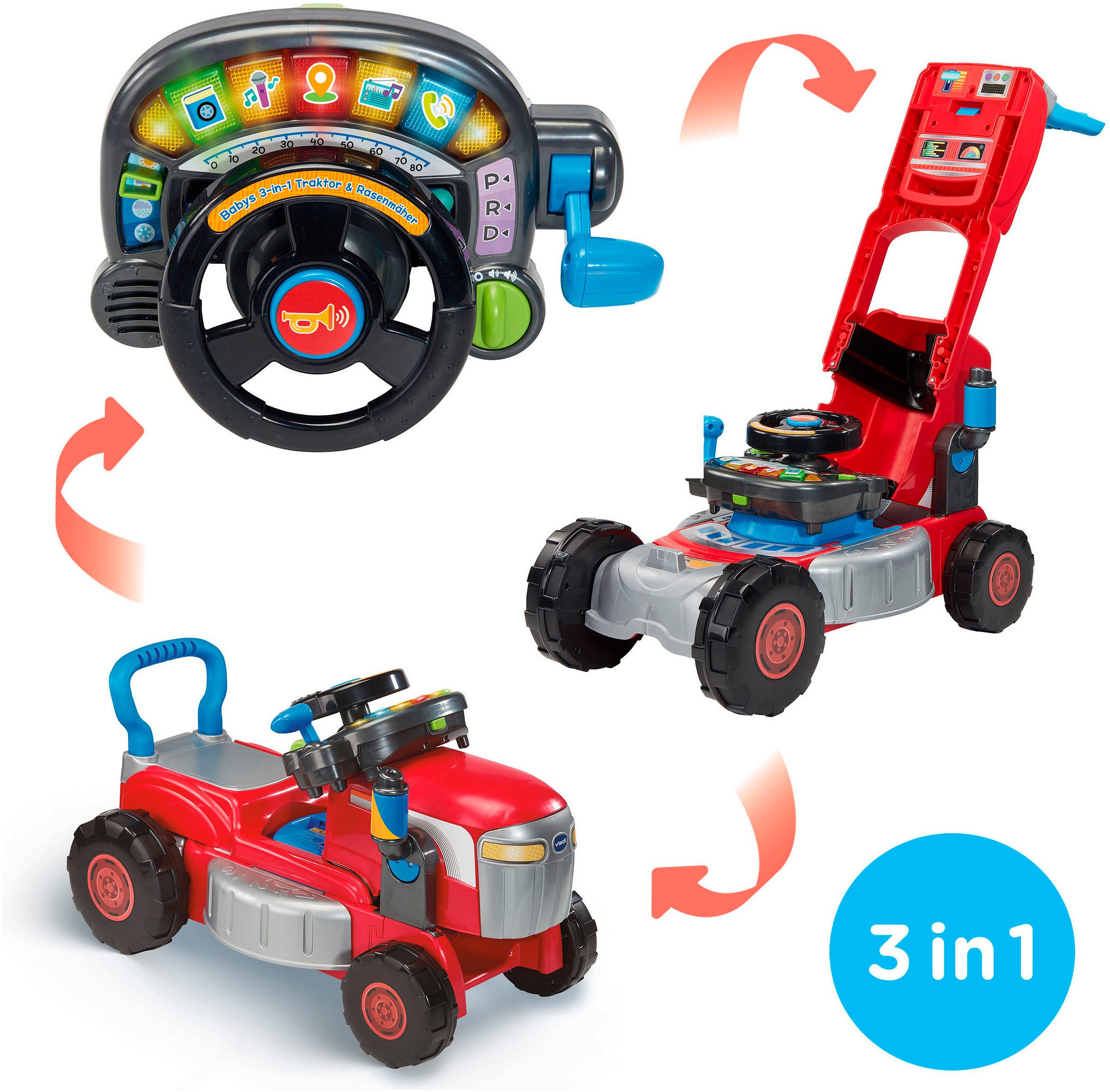 Vtech® Lernspielzeug Babys 3-in-1 Traktor & Rasenmäher