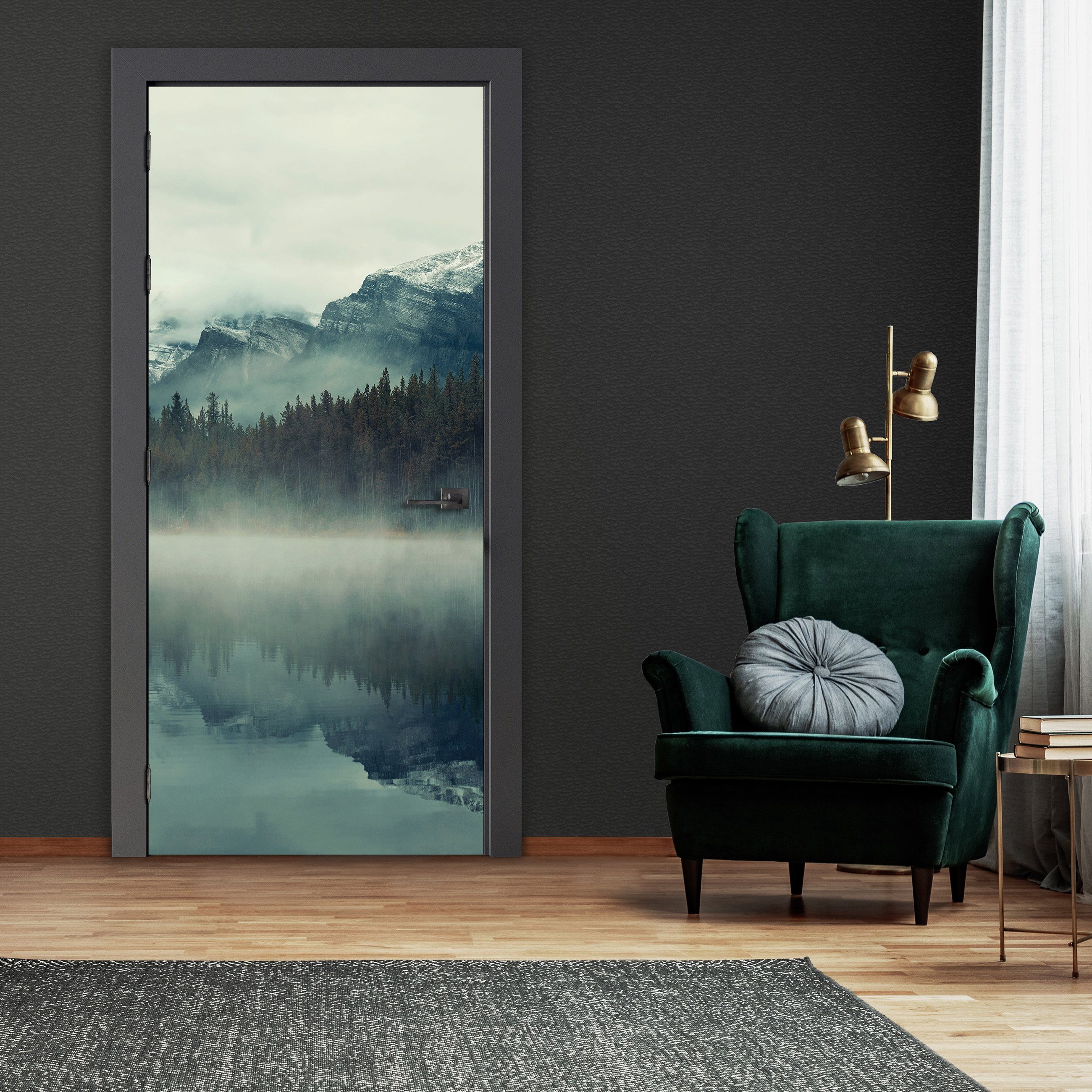 Wallarena Türtapete Selbstklebend Wald Berge Landschaft 3D Effekt Türposter Türfolie Türaufkleber Fototapete für Tür, 91x211 cm, Glatt, Landschaft, Türtapete Selbstklebend