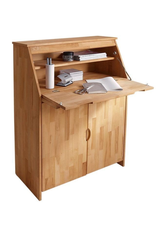 OTTO home Sekretär Luzern, Schreibtisch, kompakter Home-Office-Tisch, Massivholz, Breite 83 cm