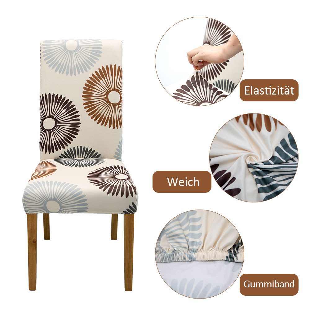 Vivi Idee Stuhlbezug Stuhlhussen 4/6er Set Spannbezug für Esszimmerstühle Schwingstuhl, Elastische Waschbar Hochzeit Büro Partys Deko