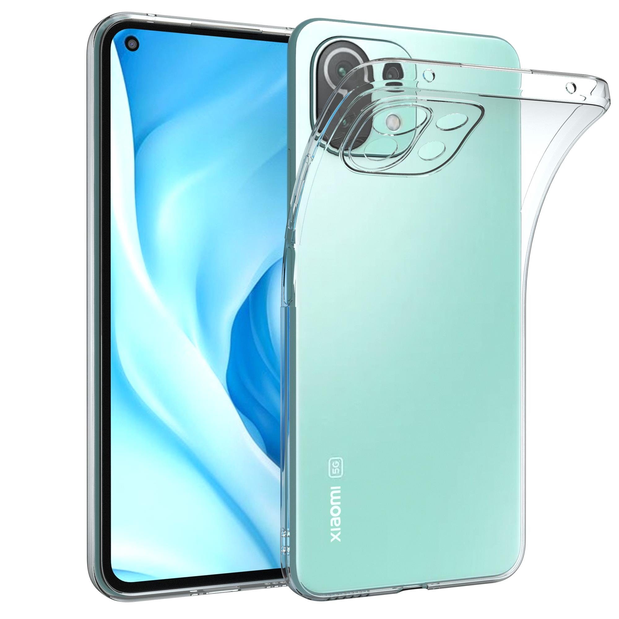 EAZY CASE Handyhülle Slimcover Clear für Xiaomi Mi 11 Lite / 5G / NE 6,55 Zoll, durchsichtige Hülle Ultra Dünn Silikon Backcover TPU Telefonhülle Klar