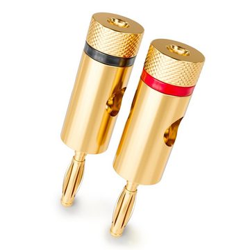 deleyCON deleyCON 4x Bananenstecker 24K vergoldet schraubbar Kabel Boxen Audio-Kabel