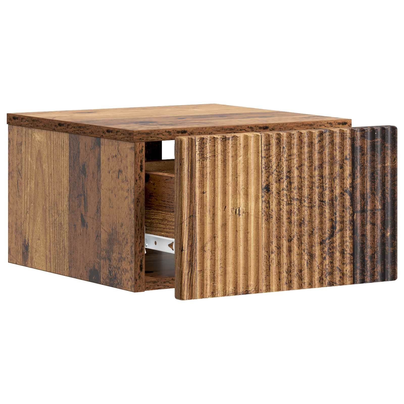 furnicato Kleiderschrank Nachttisch Wandmontage 33 x 34,5 x 20 cm Altholz Stabile Nachtschränkchen mit Schublade und Platz für dein Schlafzimmer