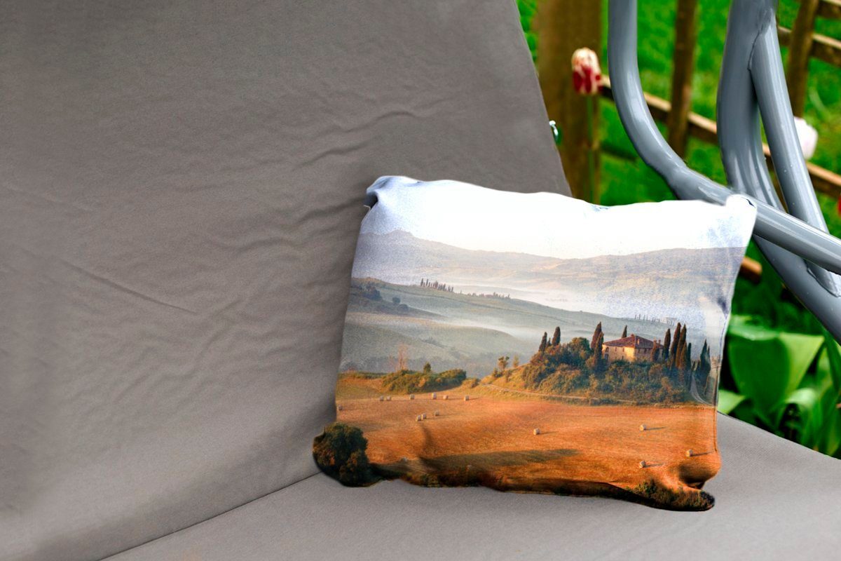 Polyester, Outdoor-Dekorationskissen, Kissenhülle Toskana Landschaft Italien, - - Dekokissen MuchoWow Dekokissenbezug,