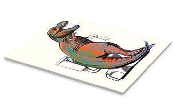 Posterlounge Acrylglasbild Wyatt9, T-rex Toilette, Kinderzimmer Illustration