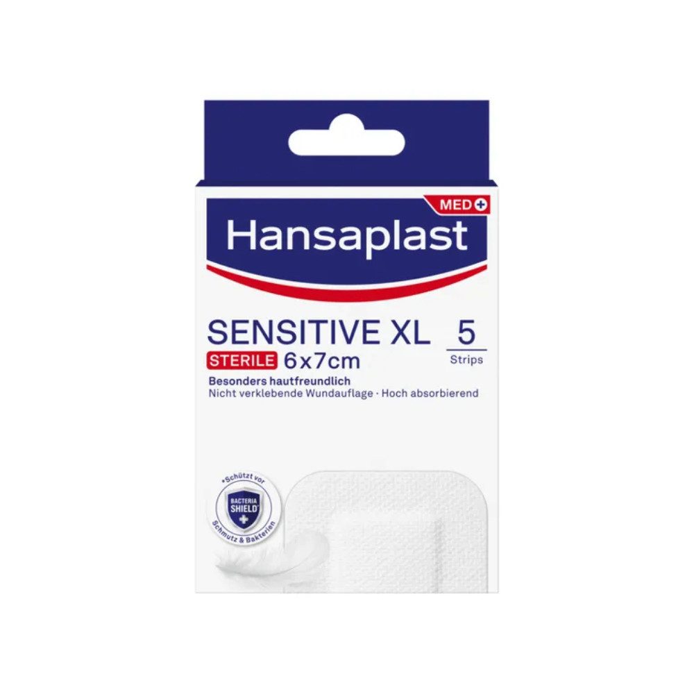 Wundpflaster Hansaplast Sensitive XL Steril 6 cm x 7 cm, 5 Stück - B07GVC8YSN