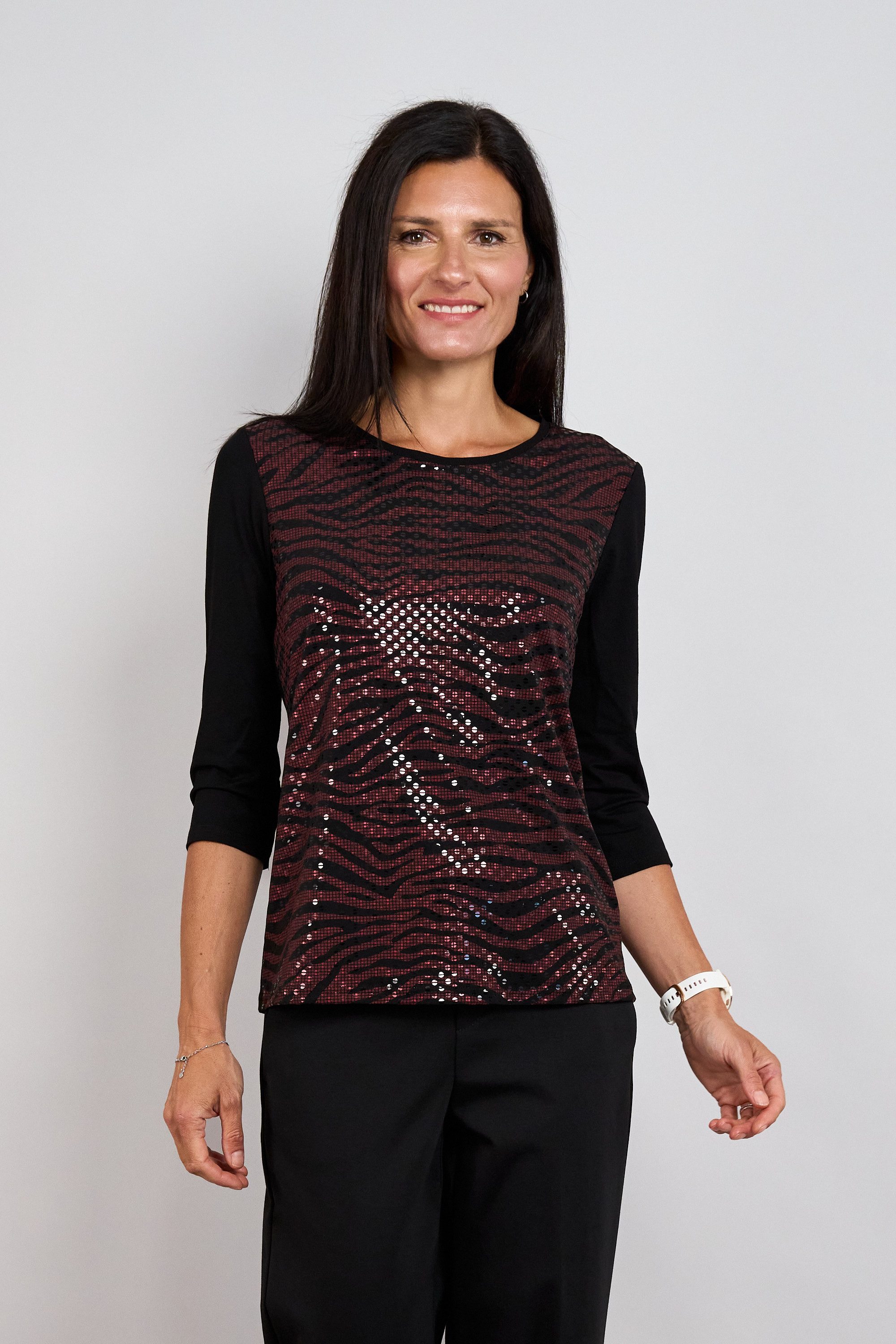 Seidel Moden 3/4-Arm-Shirt mit Animal-Pailetten / Rundhals / MADE IN GERMANY
