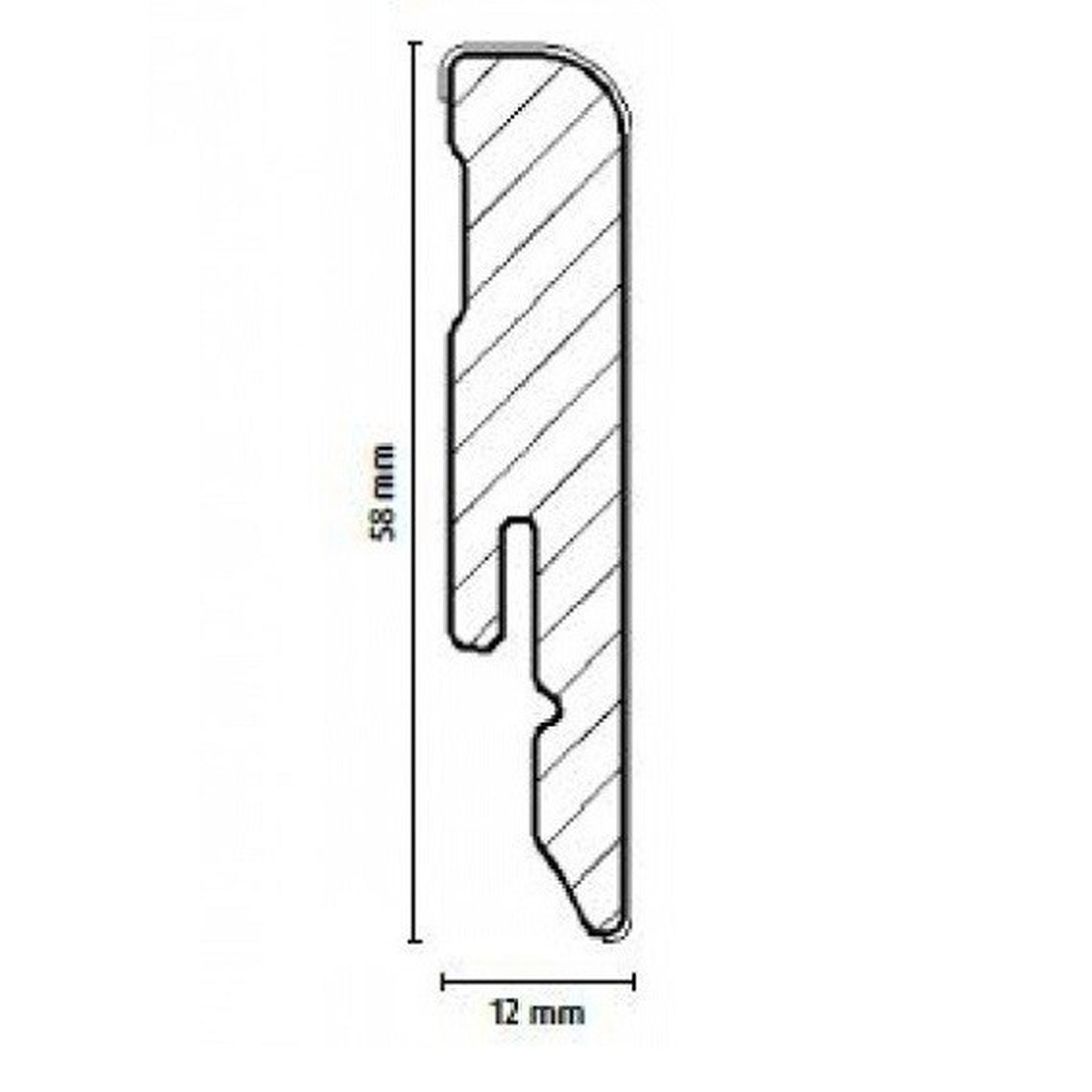 PROVISTON Sockelleiste MDF, 12 x 58 x 2400 mm, Weiß, Fußleiste, MDF foliert