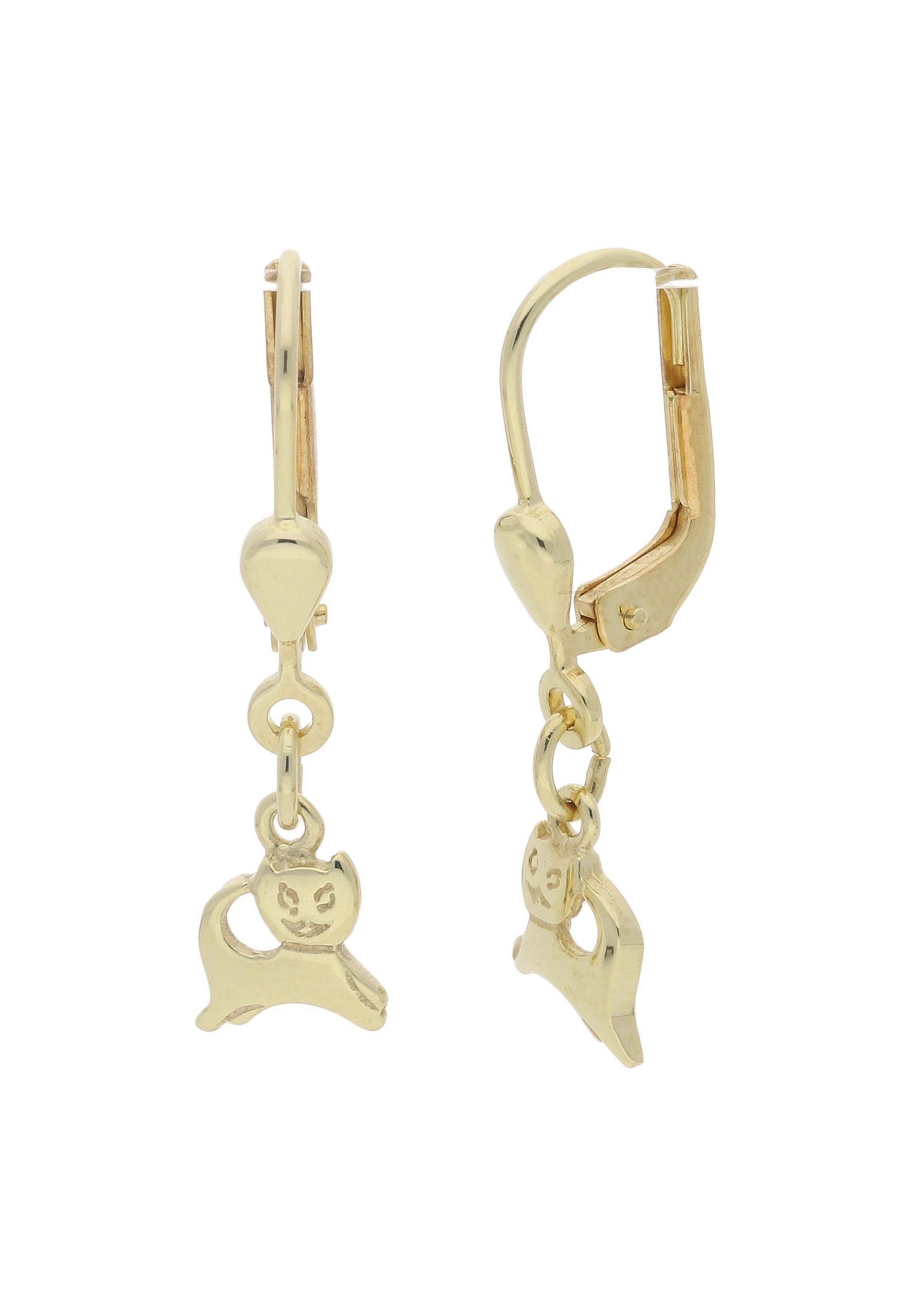 JuwelmaLux Paar Ohrhänger Ohrhänger Katze Kinderohrringe mm Gold 24,8 585/000, Mädchen Ohrhänger (2-tlg), Gold inkl. Schmuckschachtel