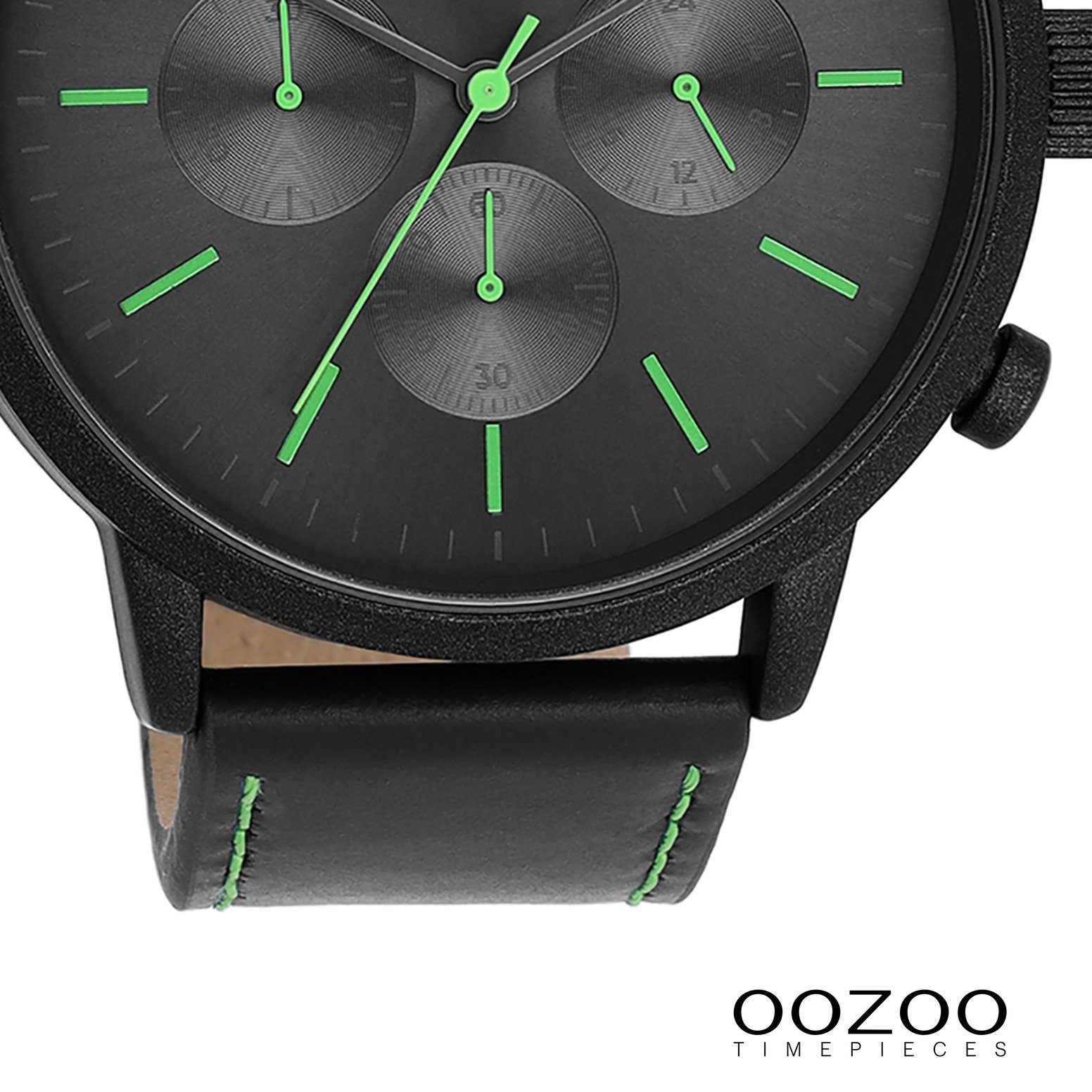 OOZOO Quarzuhr Oozoo Herren Armbanduhr Timepieces Analog, (Analoguhr), Herrenuhr rund, extra groß (ca. 50mm) Lederarmband, Fashion-Style