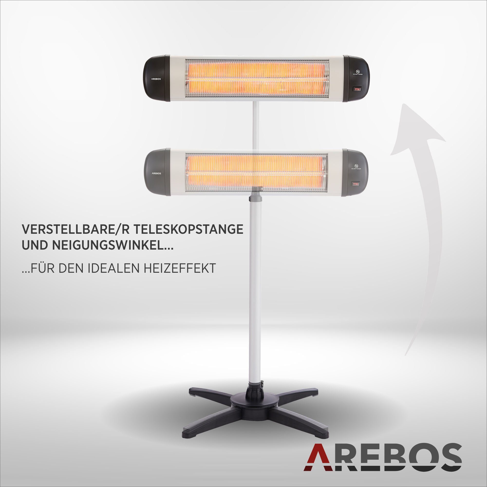Arebos Heizstrahler Infrarot Heizstrahler 2500 W, mit Kreuzstativ