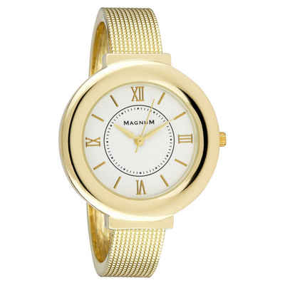 Magnum Uhr Magnum Damenarmbanduhr mit Metallarmband Gold Analog Festuhr - 2-LD4928-4