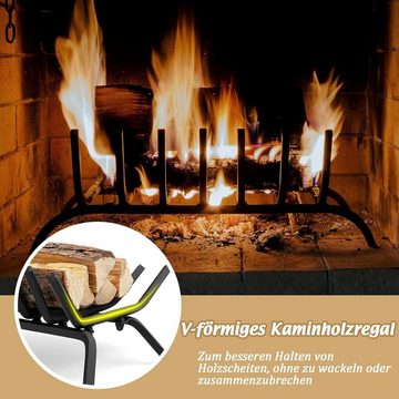 KOMFOTTEU Kaminholzregal Brennholzhalter, mit 7 Metall Stangen, bis 50kg belastbar