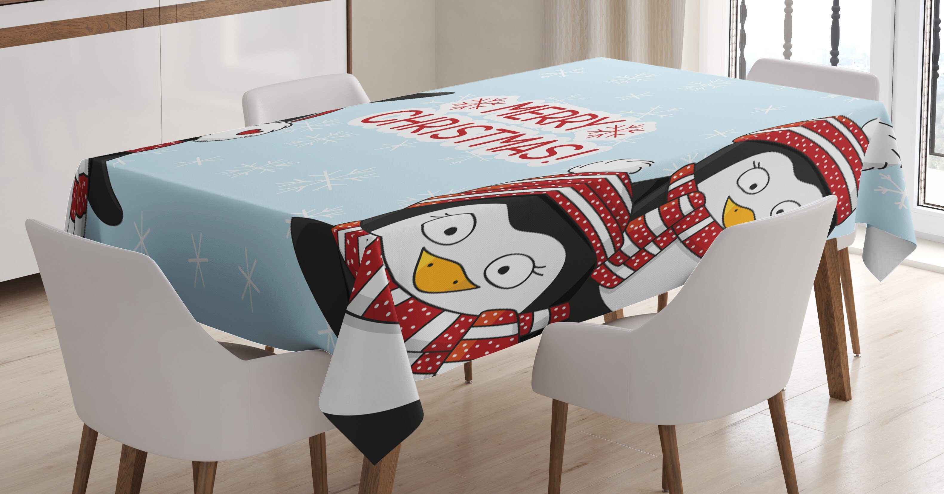 Abakuhaus Tischdecke Farbfest Waschbar Für den Außen Bereich geeignet Klare Farben, Weihnachten Penguins Kinder