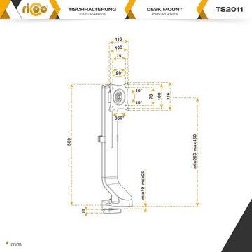 RICOO TS2011 Monitor-Halterung, (bis 32 Zoll, Tischhalterung Monitorständer Tisch Bildschirm Halterung schwenkbar)