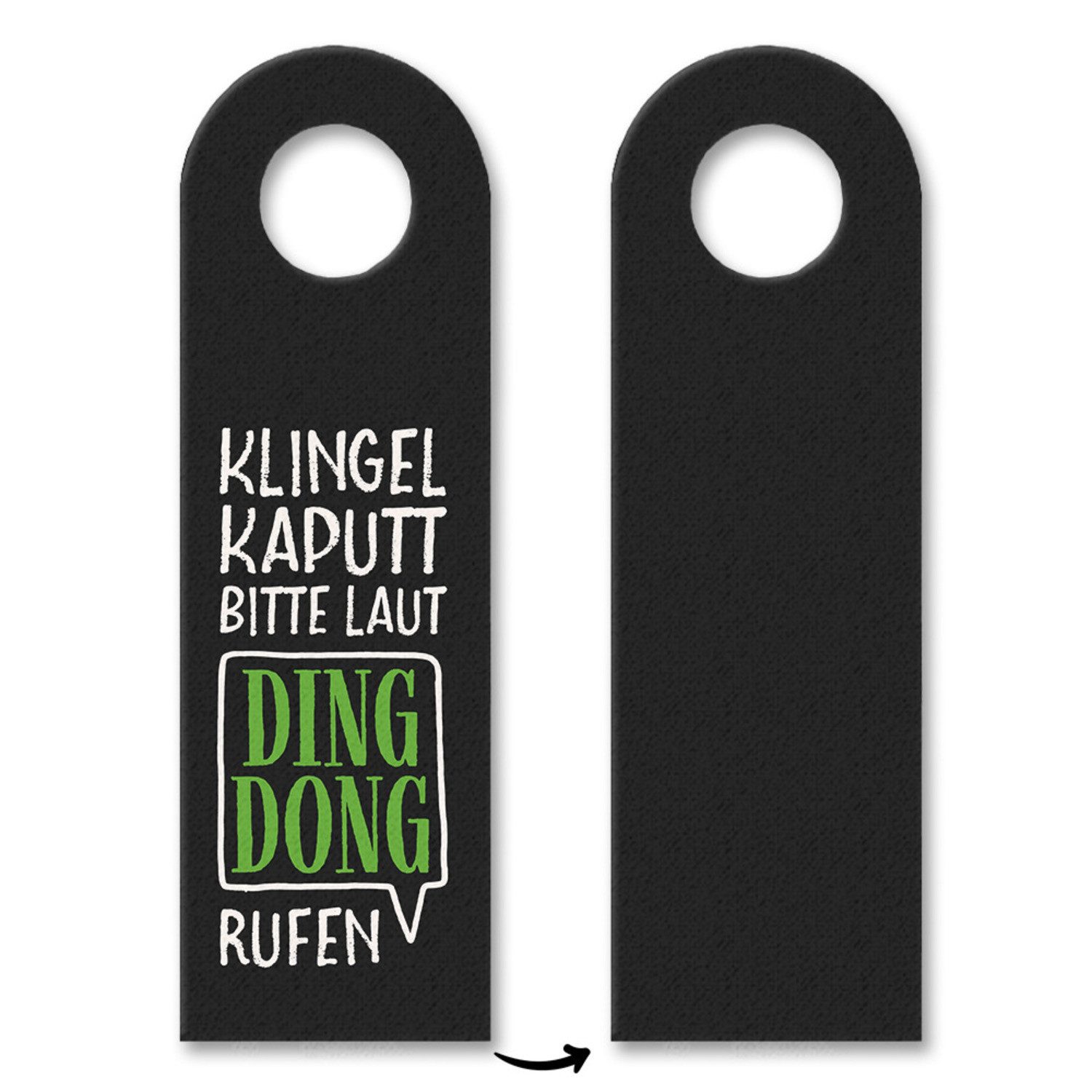 Dekohänger 3x Klingel kaputt bitte laut Ding Dong rufen Türhänger in grün