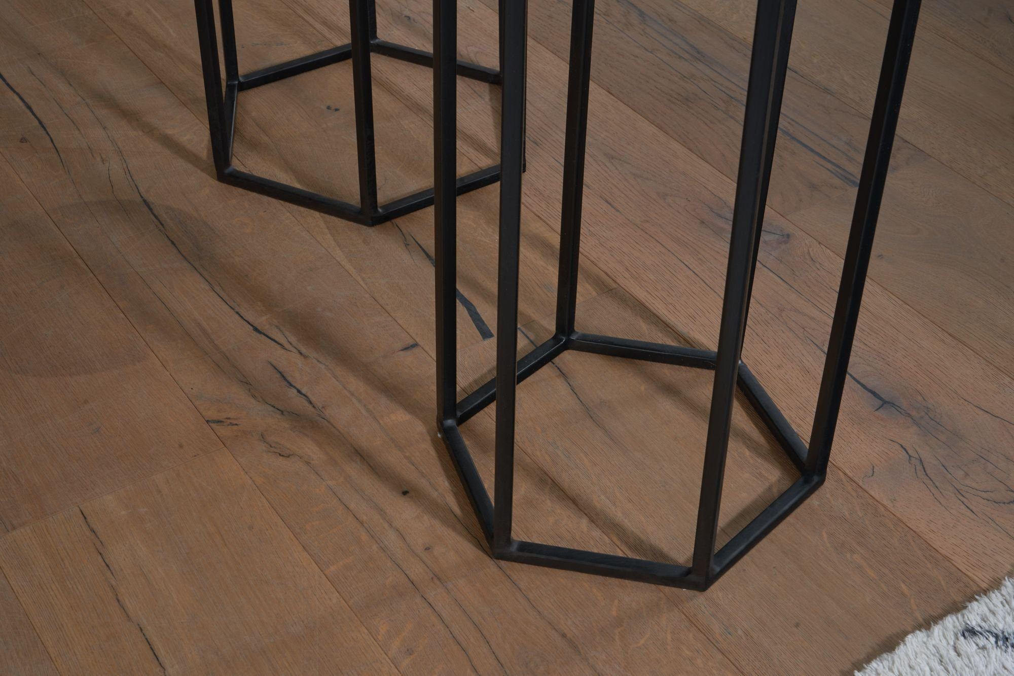 KADIMA DESIGN Blumenständer Set 3 & Metall, Hexagon-Tischen, Modernes Massivholz aus Design