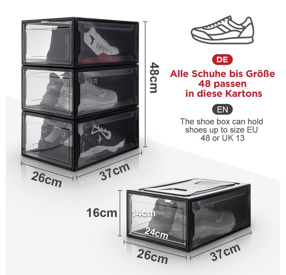 Thumbnail - Yorbay Schuhbox 3er Set Schuhbox, stapelbarer Schuhorganizer, Schuhaufbewahrung (Kunststoffbox mit halbdurchsichtige Tür...