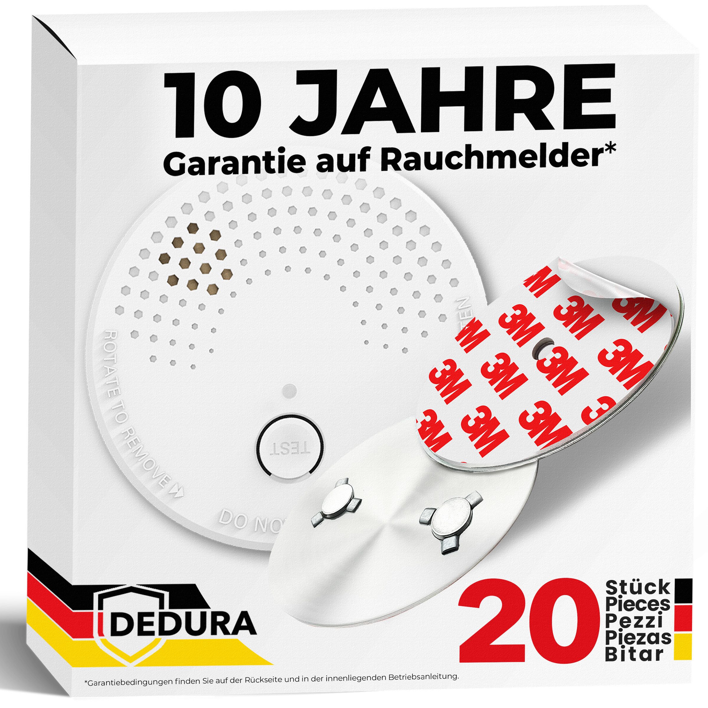 dedura Rauchmelder (Set inkl. Magnethalter mit 10 Jahre Garantie BSI Zertifiziert EN14604)