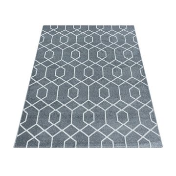 Teppich Geometrisch Design, SIMPEX24, Läufer, Höhe: 10 mm, Kurzflor Teppich Geometrisch Design Grau Teppich Wohnzimmer