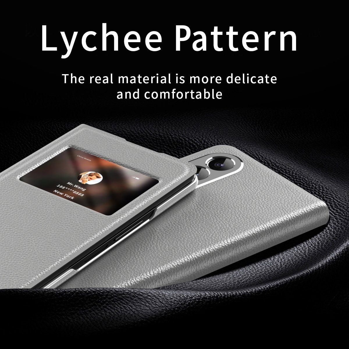 Wigento Handyhülle Für Samsung Galaxy Z Fold4 5G Window View Flip Cover Kunstleder Handy Tasche Hülle Etuis Weiß