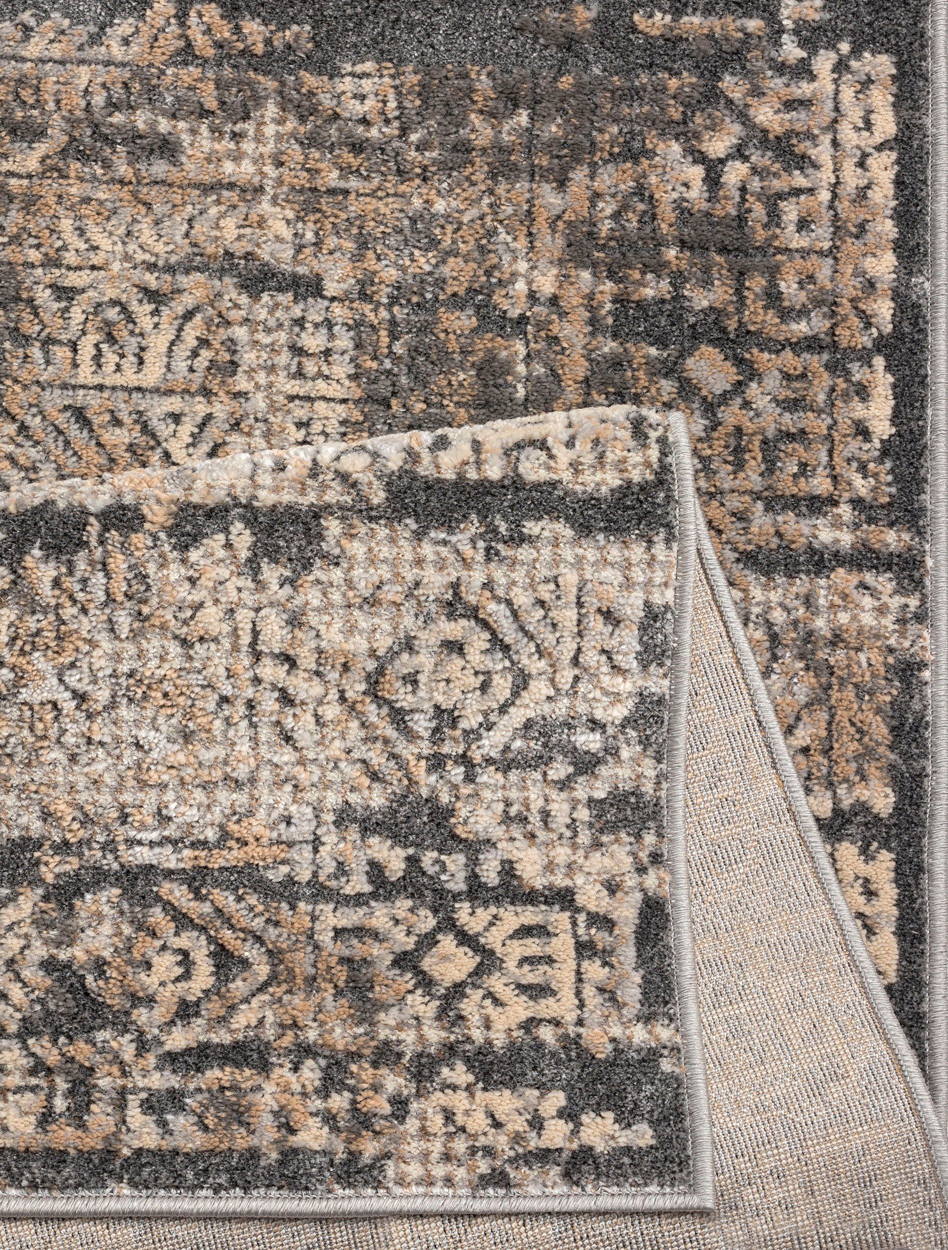 Teppich Selin, my home, rechteckig, grau Glanz, 9 dezenter mm, Vintage-Look, dichte Qualität im Schrumpf-Garn-Effekt, Höhe