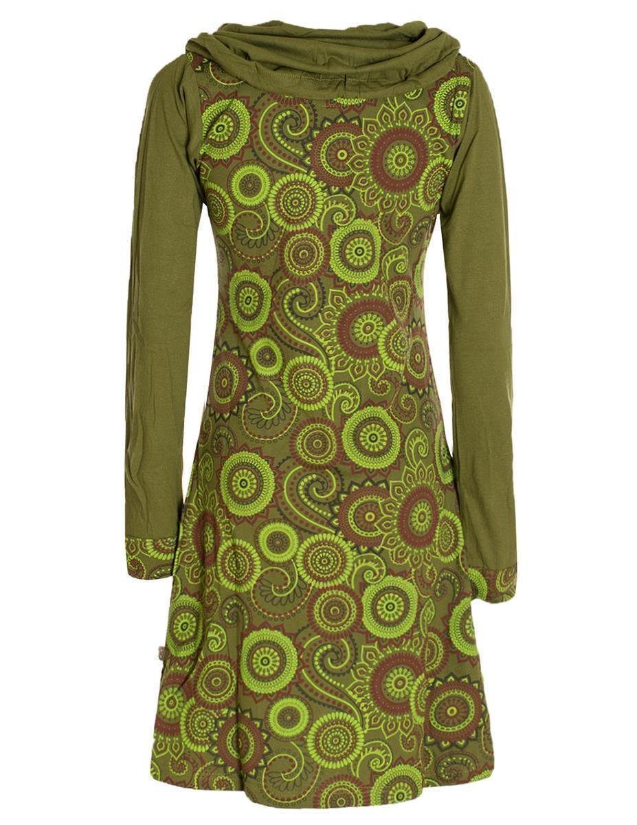 Vishes Jerseykleid Langarm Kleid Schal-Kleid Winterkleider Baumwollkleid Hippie, Goa, Ethno Style – Bild 2 von 5