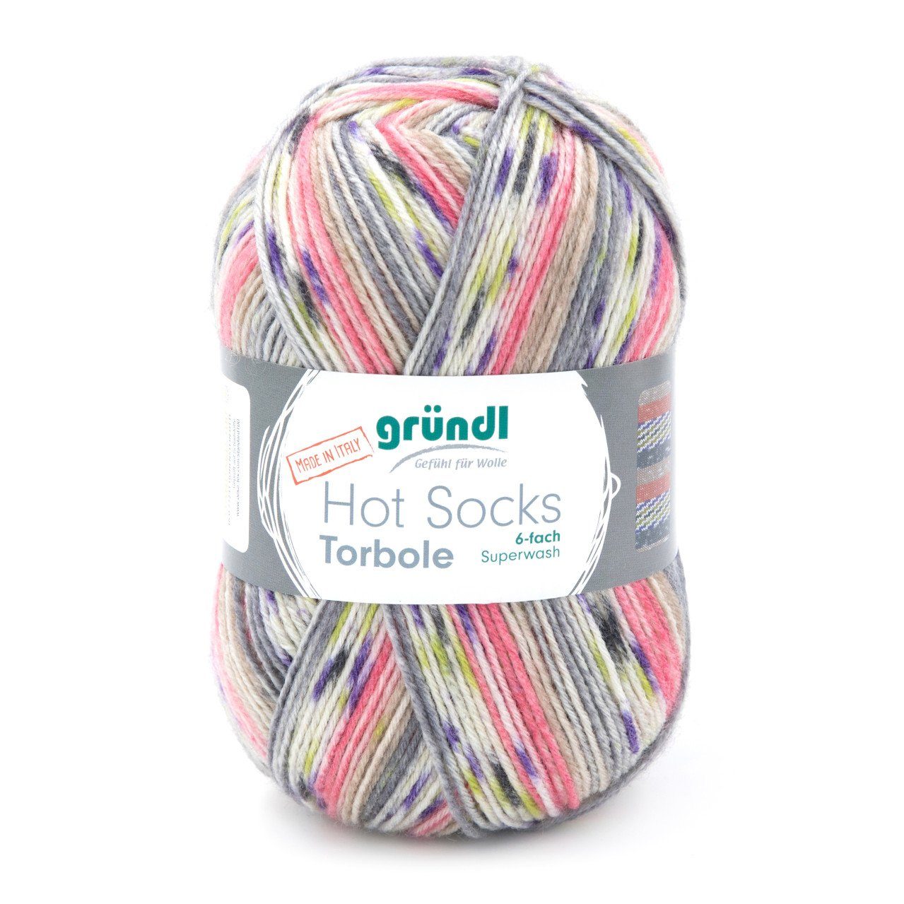 Gründl Bastelnaturmaterial Gründl Sockenwolle Hot Socks Torbole 6-fach 150 g