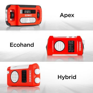 Duronic Radio (Hybrid Radio AM/FM, Aufladbar mit Solar, Kurbel und USB, 300mAh Akku)