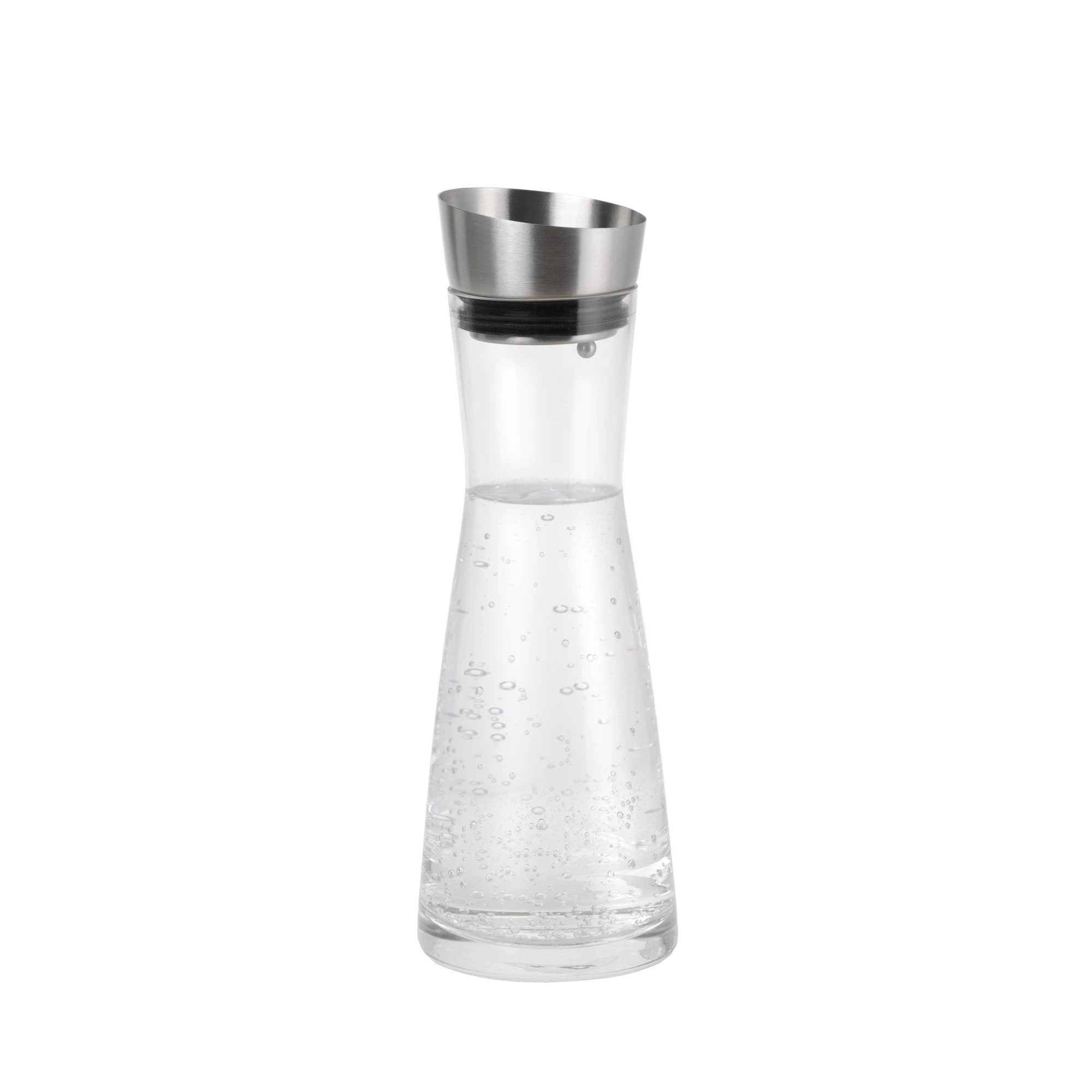 blomus Wasserkaraffe -ALDOA- Wasserkaraffe: Stilvolles Design mit Edelstahl-Ausgießer, Edelstahl, Glas, 1000 ml, Transparent, Zeitloses Design, Pflegeleicht