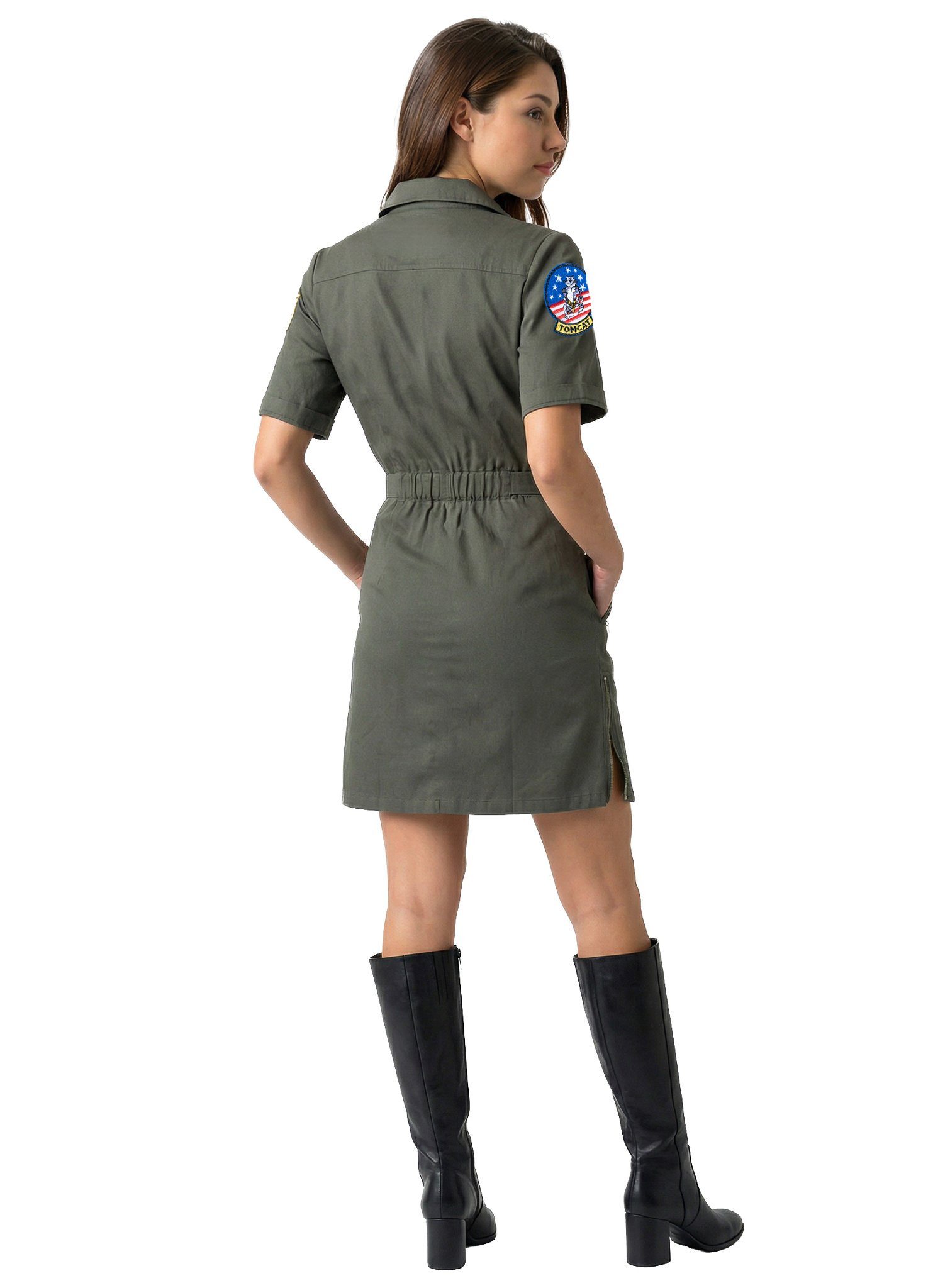 Maskworld Kostüm Top Gun Kleid - Karneval Faschingskostüm Damen, Original lizenziertes Kleid im Pilotenstil zum Kult-Film 'Top Gun' von