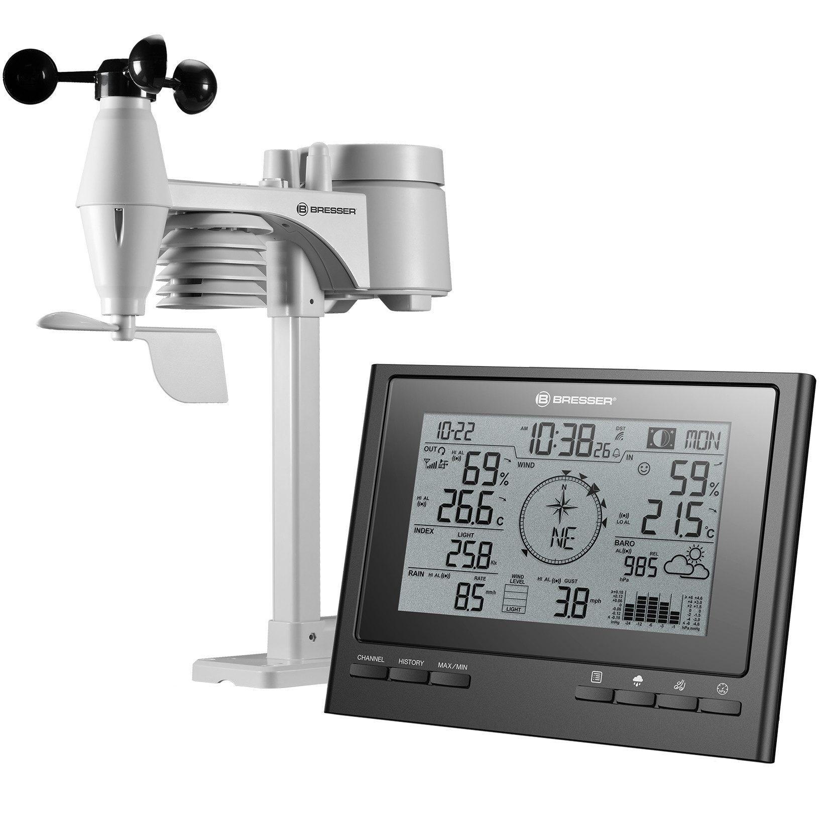 BRESSER BRESSER 7-in-1 Exclusive ClimateScout Funk-Wetterstation Funkwetterstation