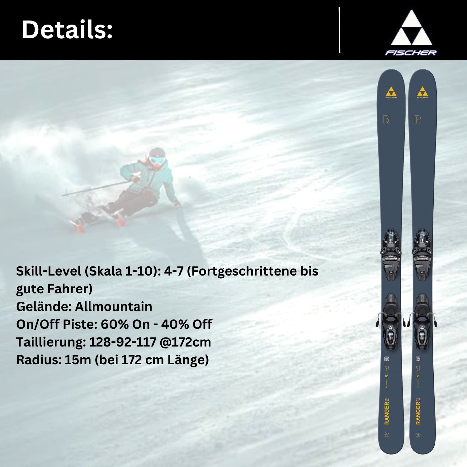 Fischer Z3-10 XTR + RSW10 Fischer Bindung Rocker Ski 2024 Sports Ranger TPR Ski,