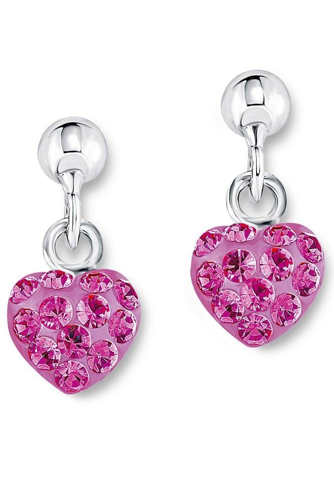 Amor Paar Ohrstecker Herz, mit Kristallglas