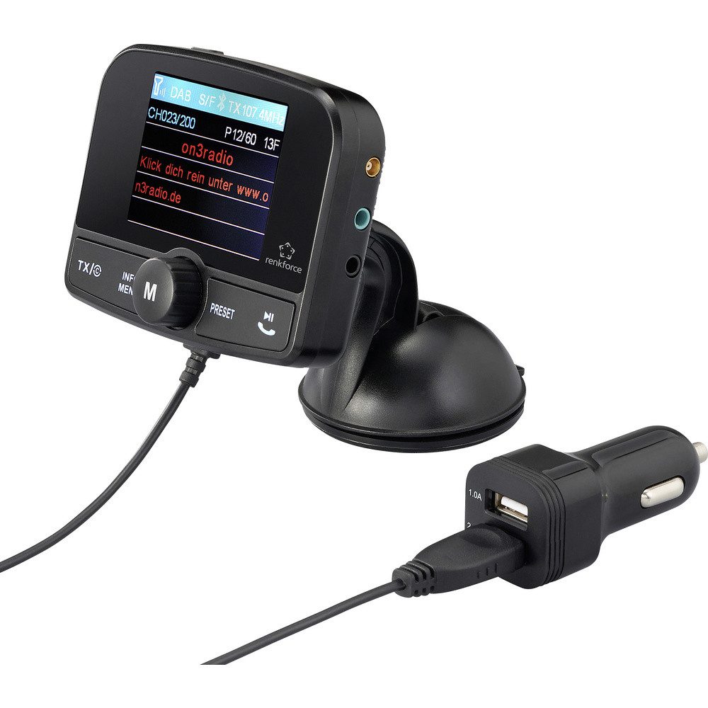 Renkforce Renkforce RF-CRDAB-100 DAB+ Empfänger Saugnapfhalterung, Bluetooth Mus Digitalradio (DAB)