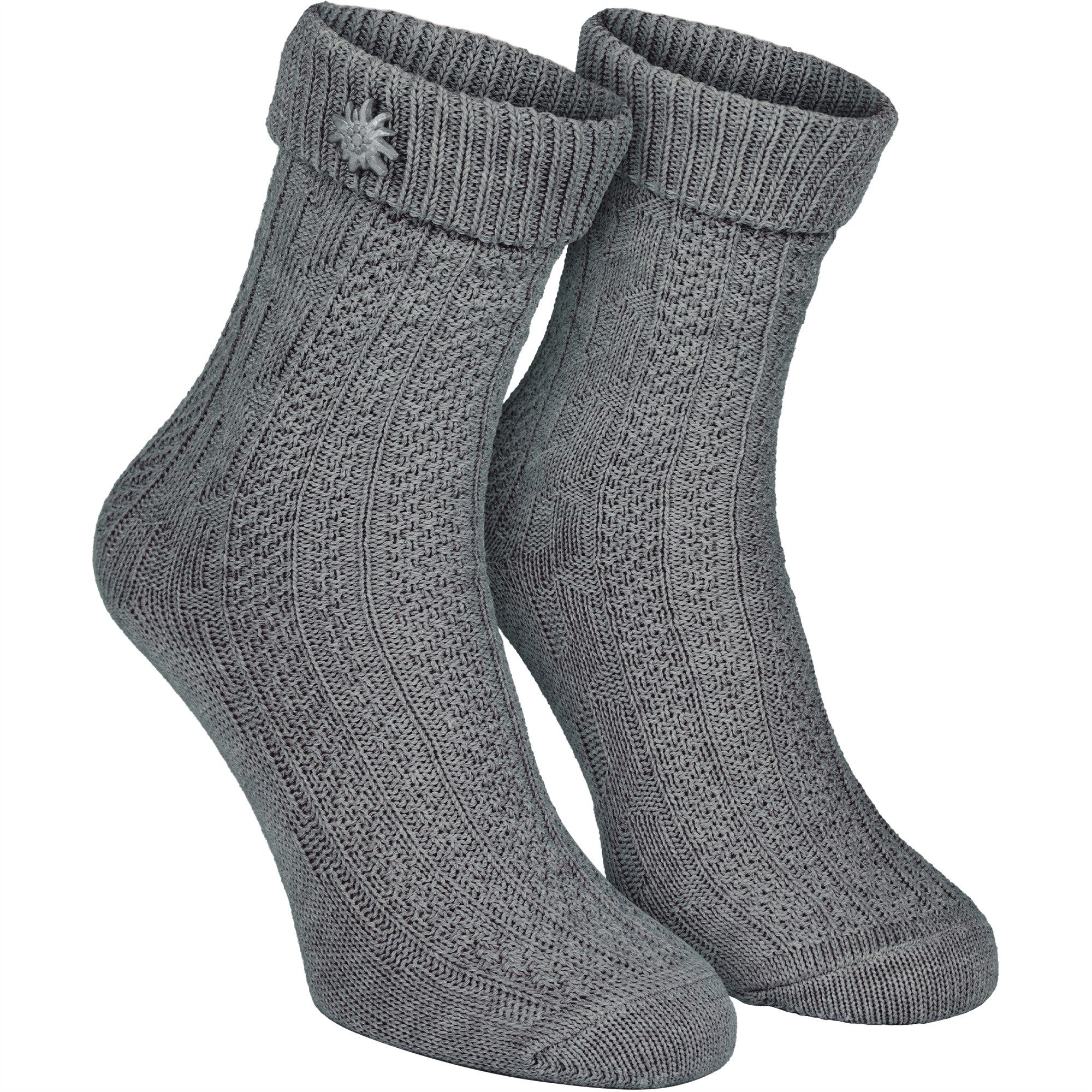 Black Snake Trachtensocken Trachtensocken mit Edelweiß-Pin für Damen & Herren (1-Paar, 1 Paar Trachtensocken mit Edelweiß-Pin) Abnehmbarer Edelweiß-Pin und klassisches Zopfmuster