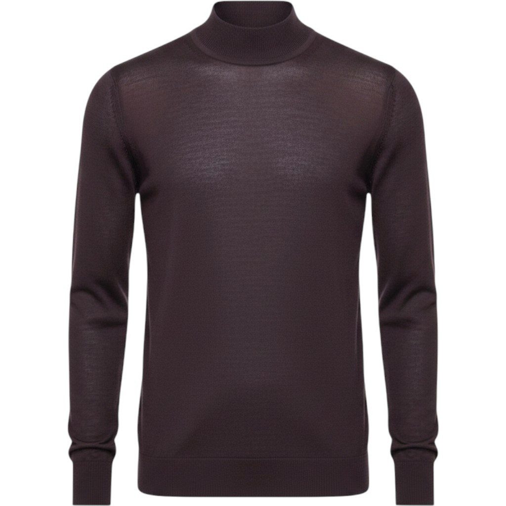 RAMSEY Longpullover Strickpullover in Pflaumenfarben