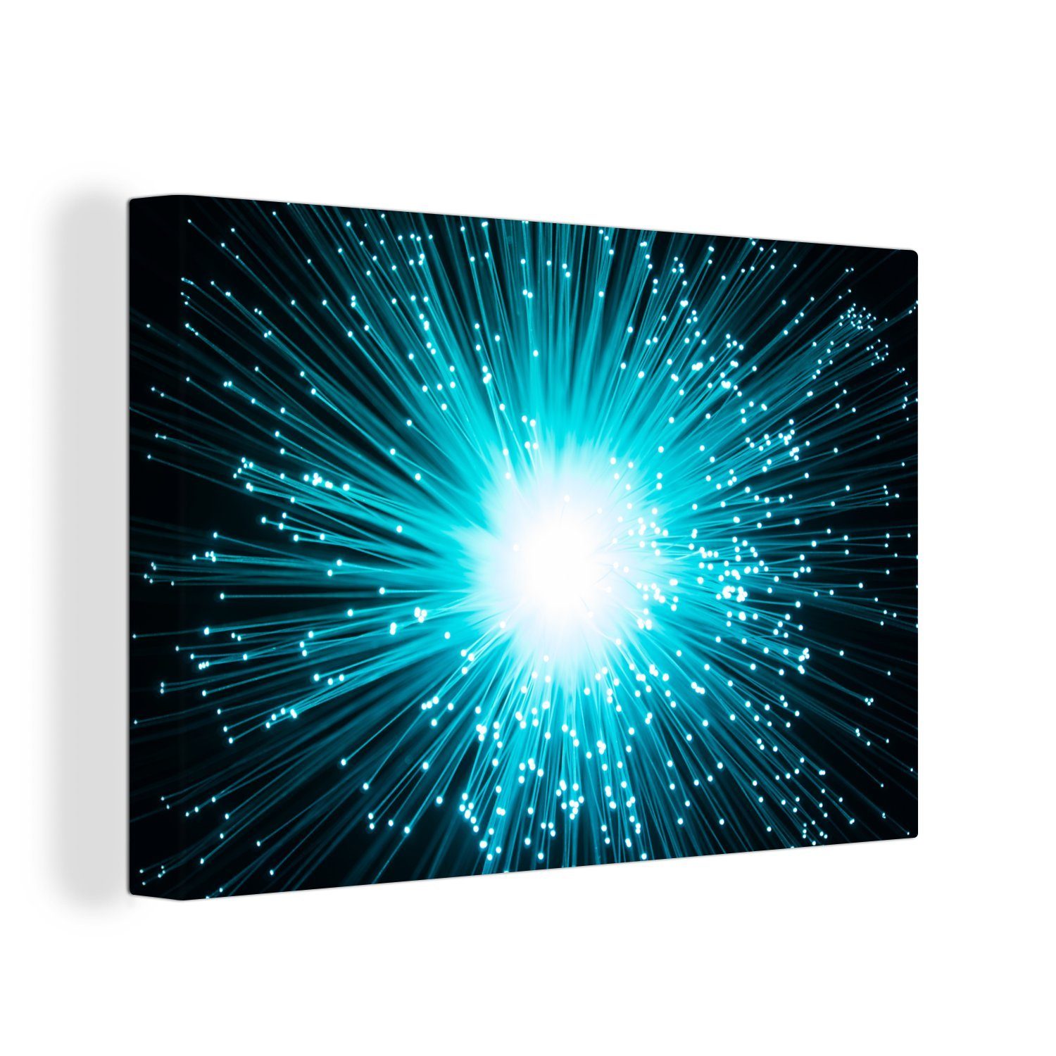 OneMillionCanvasses® Leinwandbild Blaues St), (1 Wanddeko, 30x20 Wandbild Aufhängefertig, Glühen um cm Leinwandbilder, Glasfaser