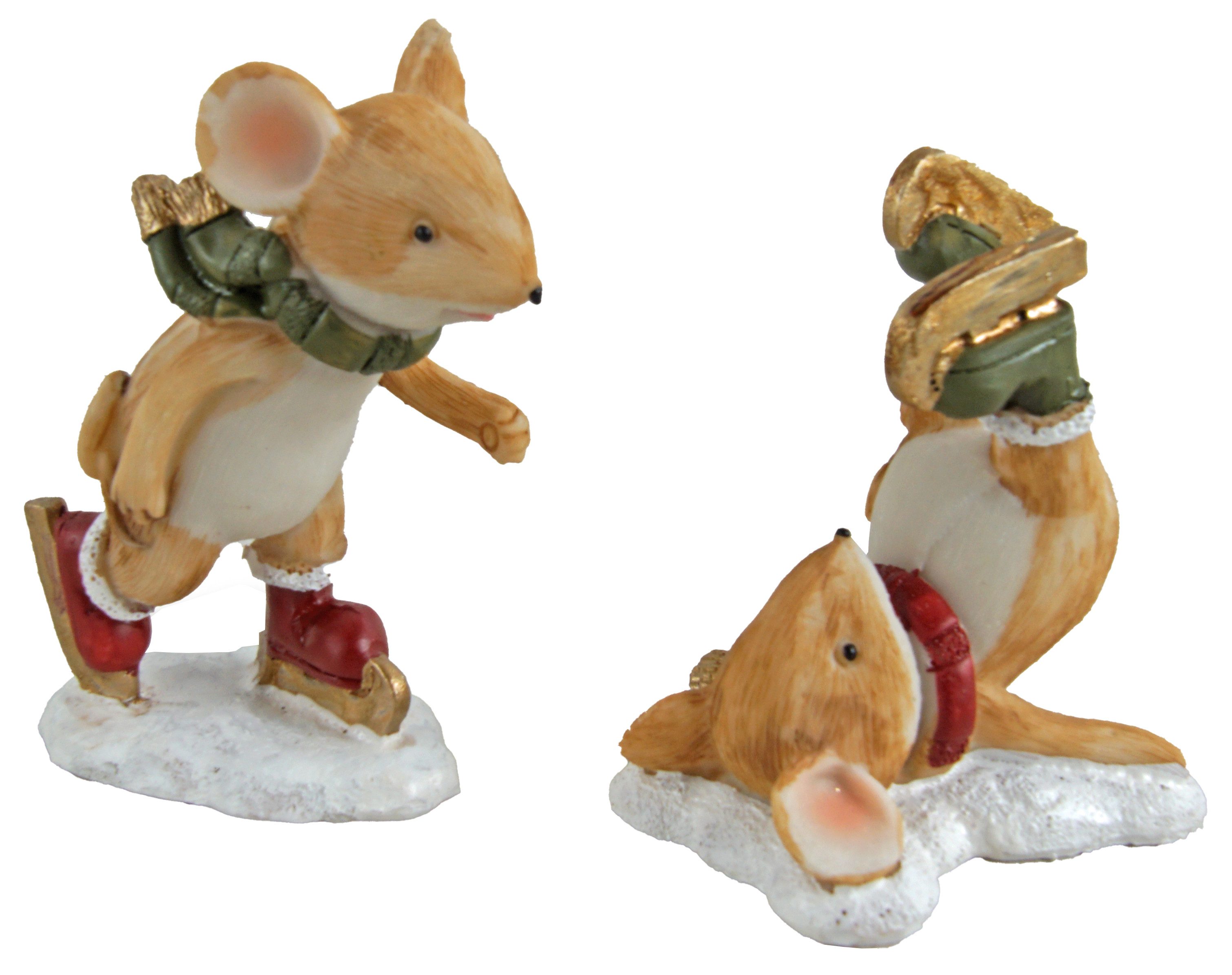 Posiwio Dekofigur 2er Set Mäuse "kleines Winterglück auf Kufen" (2 St., 2 tlg)