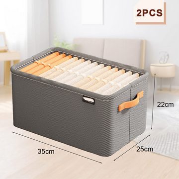 Rnemitery Aufbewahrungsbox Große Aufbewahrungskorb, Stoff Schrank Organizer mit Griffen 2-Pack