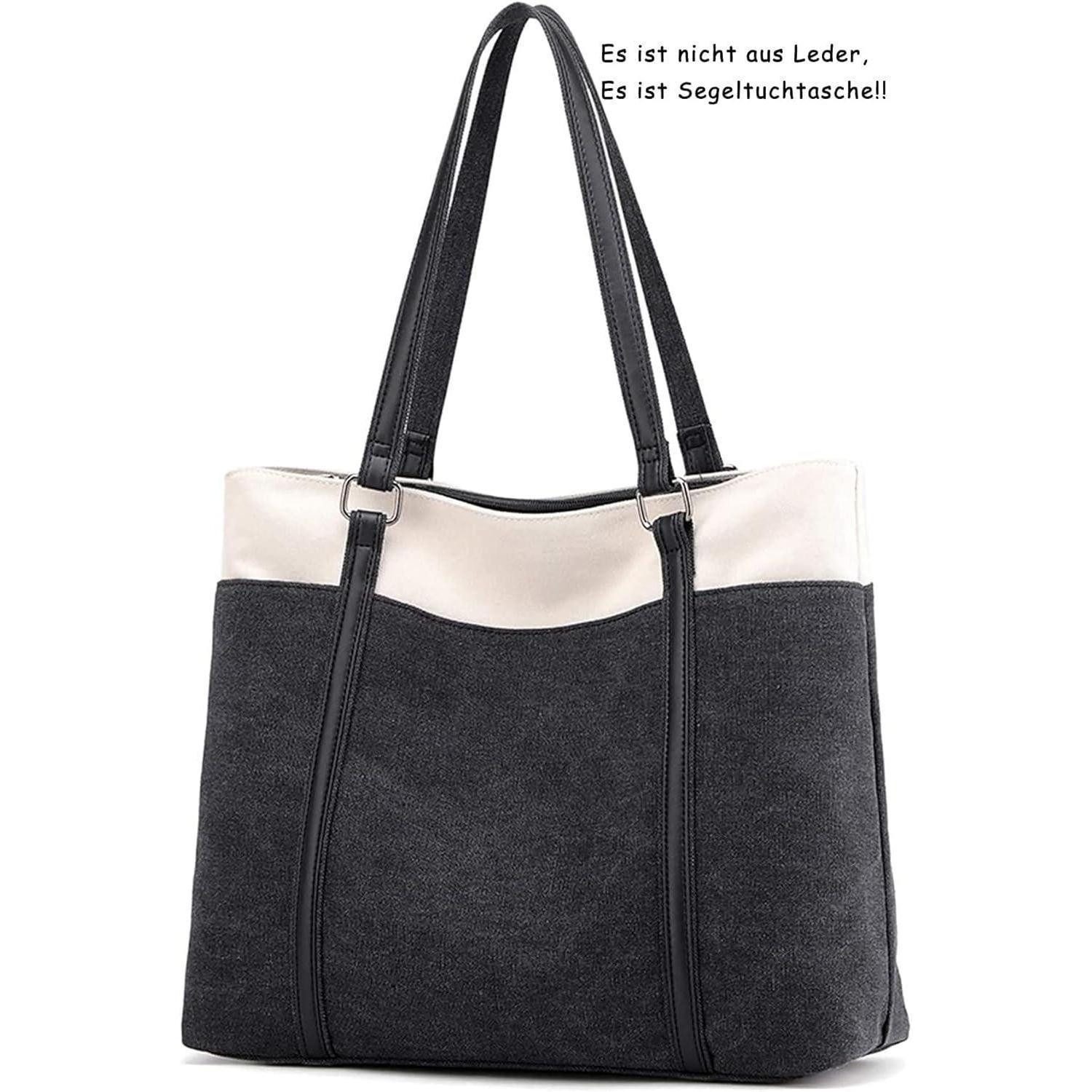 LuxusKollektion Schultertasche Damen Canvas Schultertasche Shopper Groß Schwarz Elegant