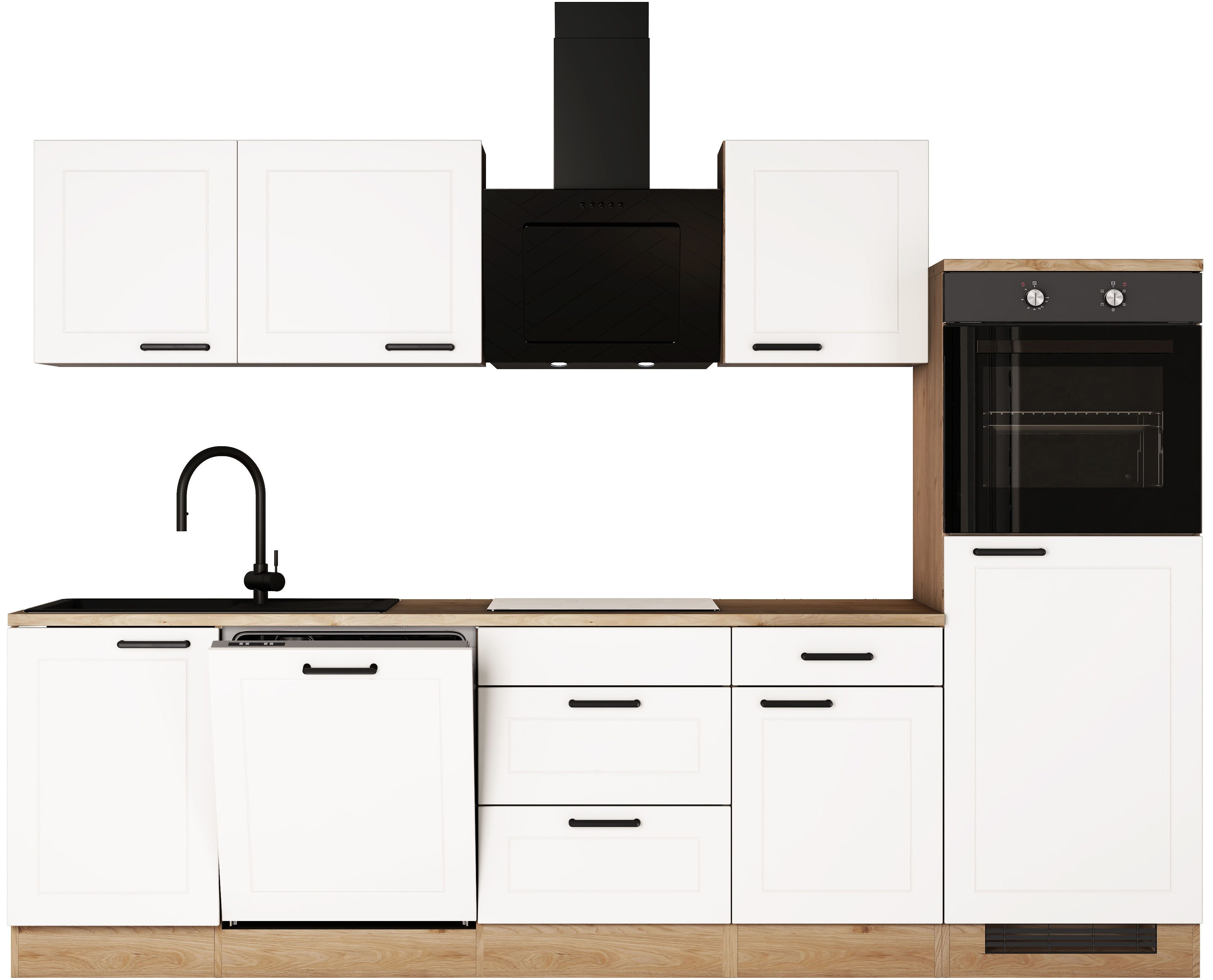 Flex-Well Küche ROMEO&JULIA, Breite 280cm, wahlweise mit E-Geräten und Spüle in edelstahl oder schwarz